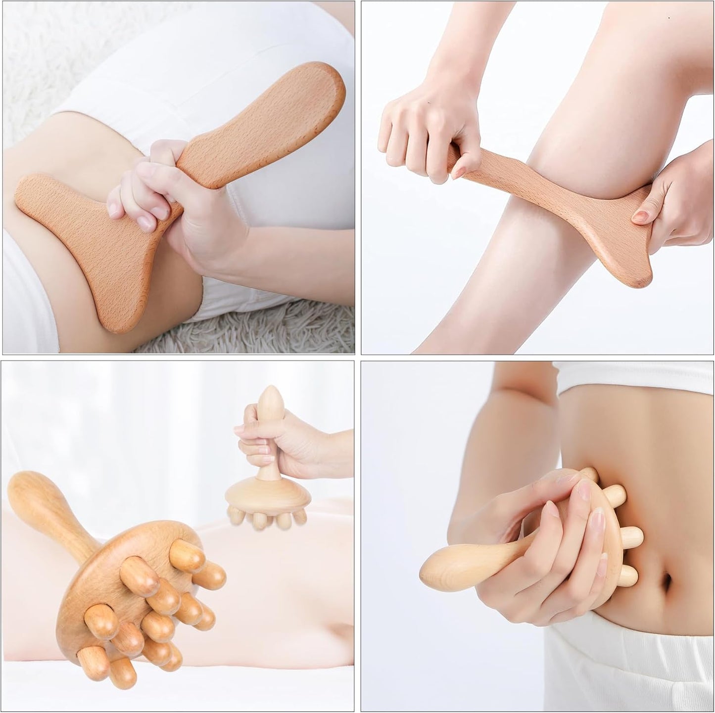 Wooden Lymphatic Drainage Six Piece Body Tool Set