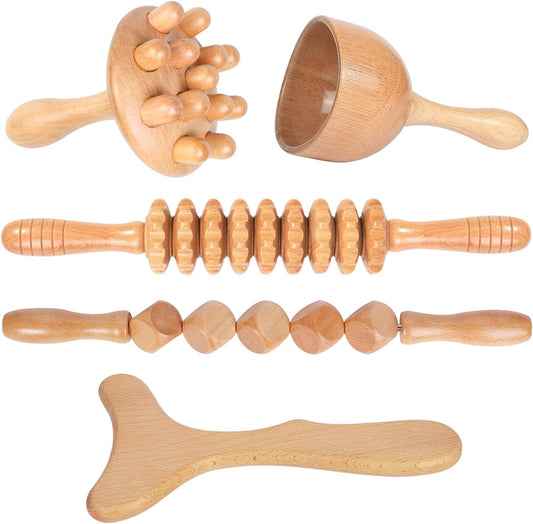 Wooden Lymphatic Drainage Six Piece Body Massage Tool Set