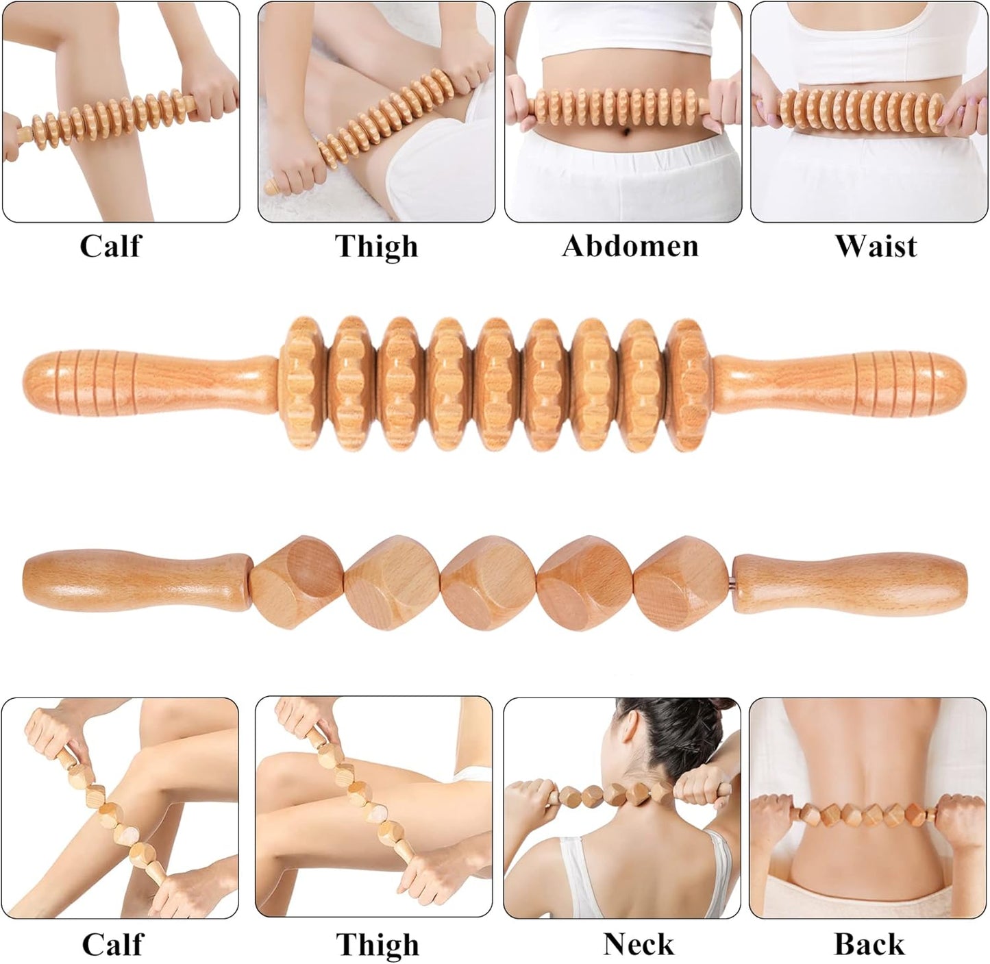 Wooden Lymphatic Drainage Six Piece Body Tool Set