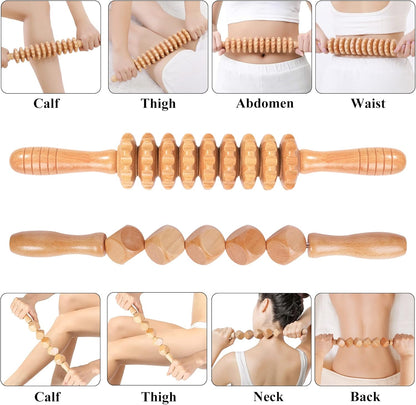 Wooden Lymphatic Drainage Six Piece Body Tool Set